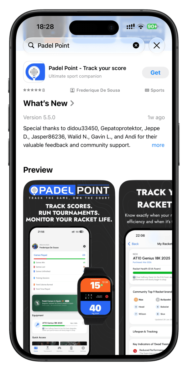 App Store 中的 Padel Point，iPhone