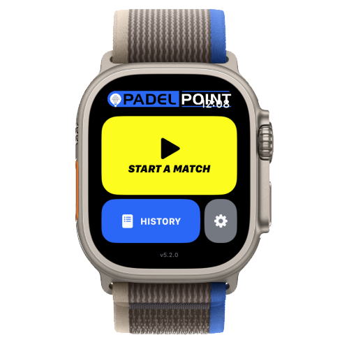 Padel Point 主屏幕，开始比赛，Apple Watch