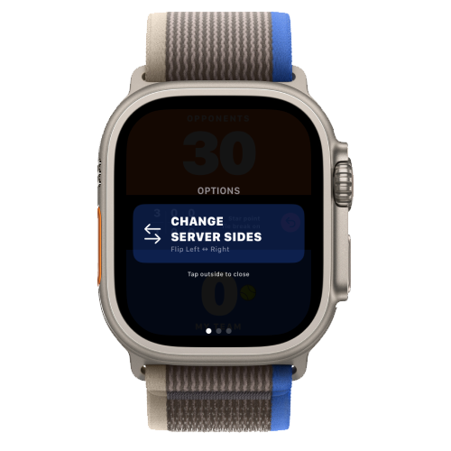 Padel Point 更换发球手所在侧的按钮，Apple Watch