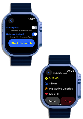 Image of the Padel Point application on Apple Watch