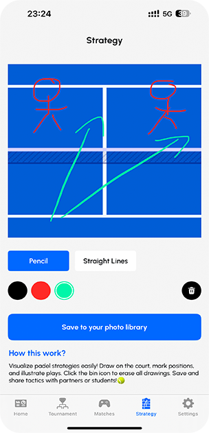 Image of the strategy screen of Padel Point on iOS - iPhone and iPad